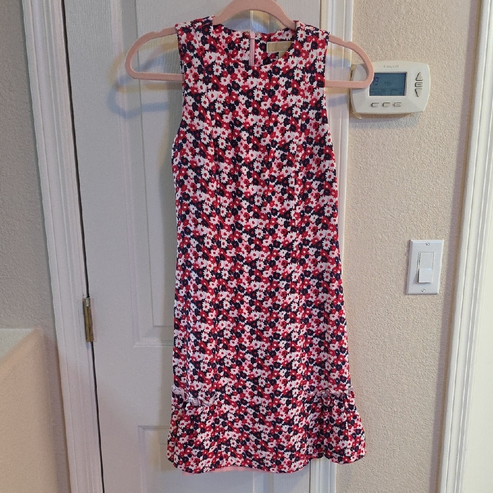 Michael Kors Sleeveless Floral Shift Dress in Red, White & Navy 0